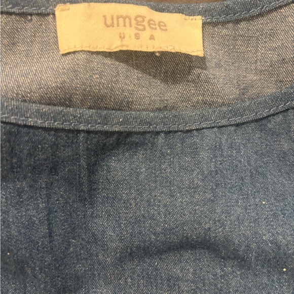 Umgee Cold Shoulder Chambray Plaid Dress Size Small. Style #130733. - Picture 5 of 7